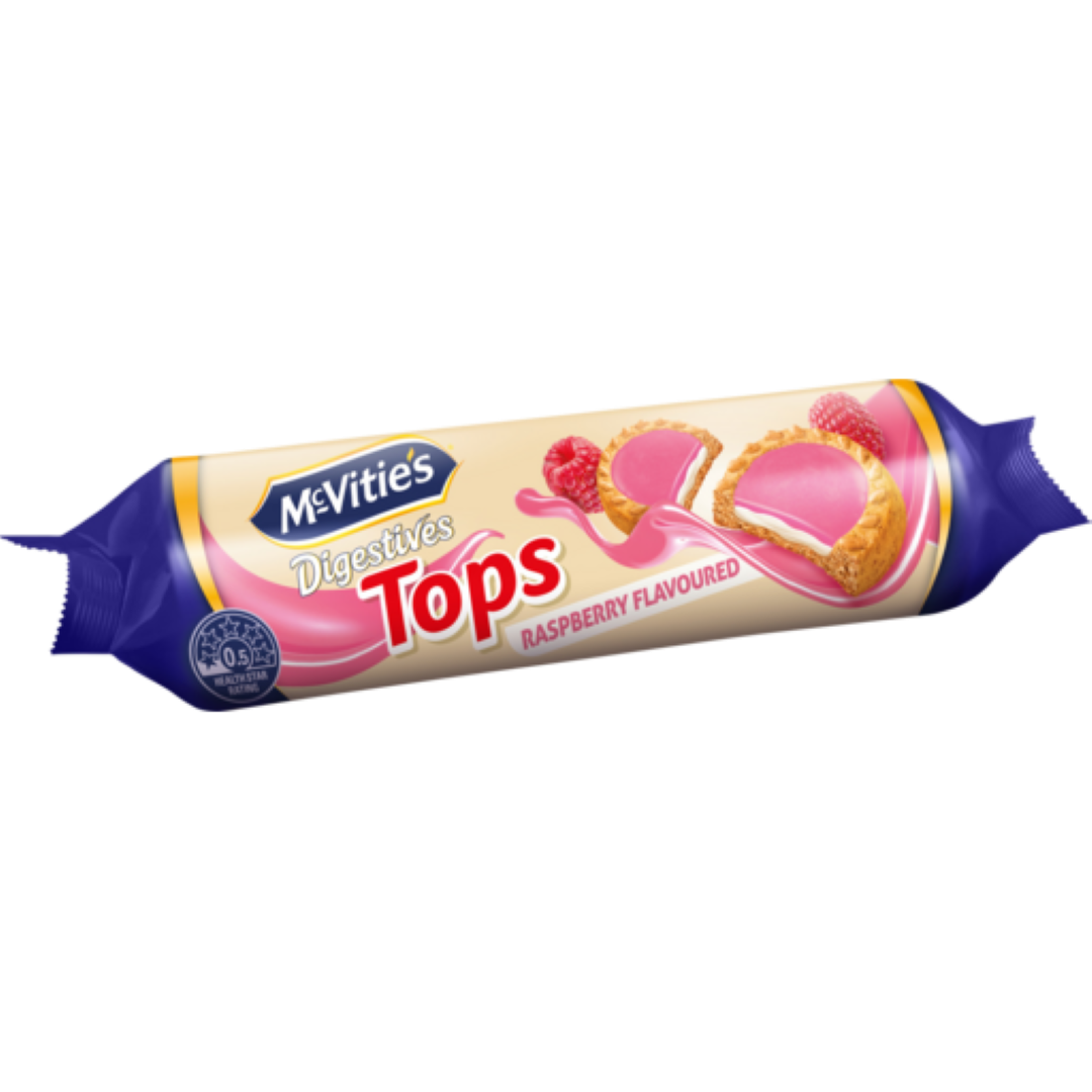 MCVITIES DIGESTIVE TOPS RASPBERRY 100G
